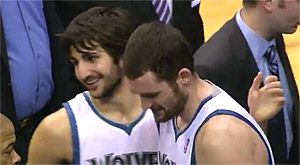 Ricky Rubio et Kevin Love participent au voyage avec leurs coéquipiers