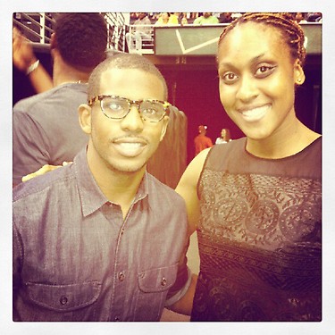 Sandrine Gruda a pris la pose avec Chris Paul et DeAndre Jordan