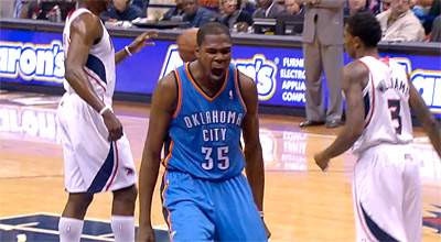 12e victoire de suite pour OKC à Atlanta, 41 pts pour Kevin Durant