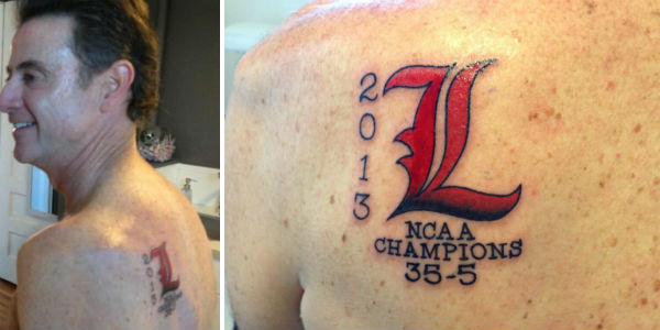 Rick Pitino se tatoue le logo de Louisville dans le dos