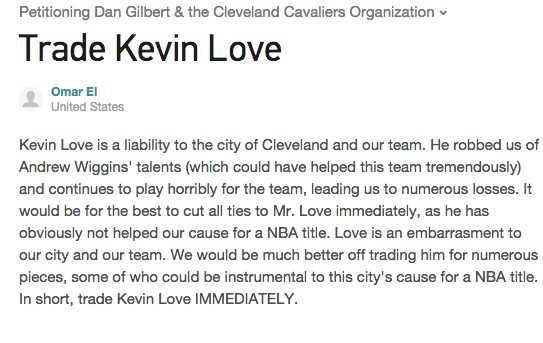 Des fans lancent une pétition pour trader Kevin Love