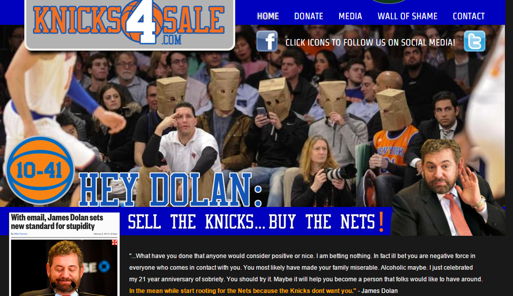 Un site anti-James Dolan voit le jour