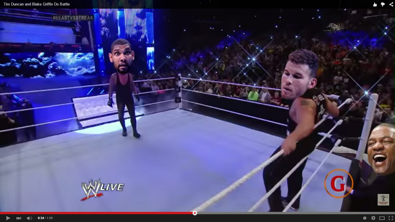 Parodie : Tim Duncan combat Blake Griffin sur un ring !