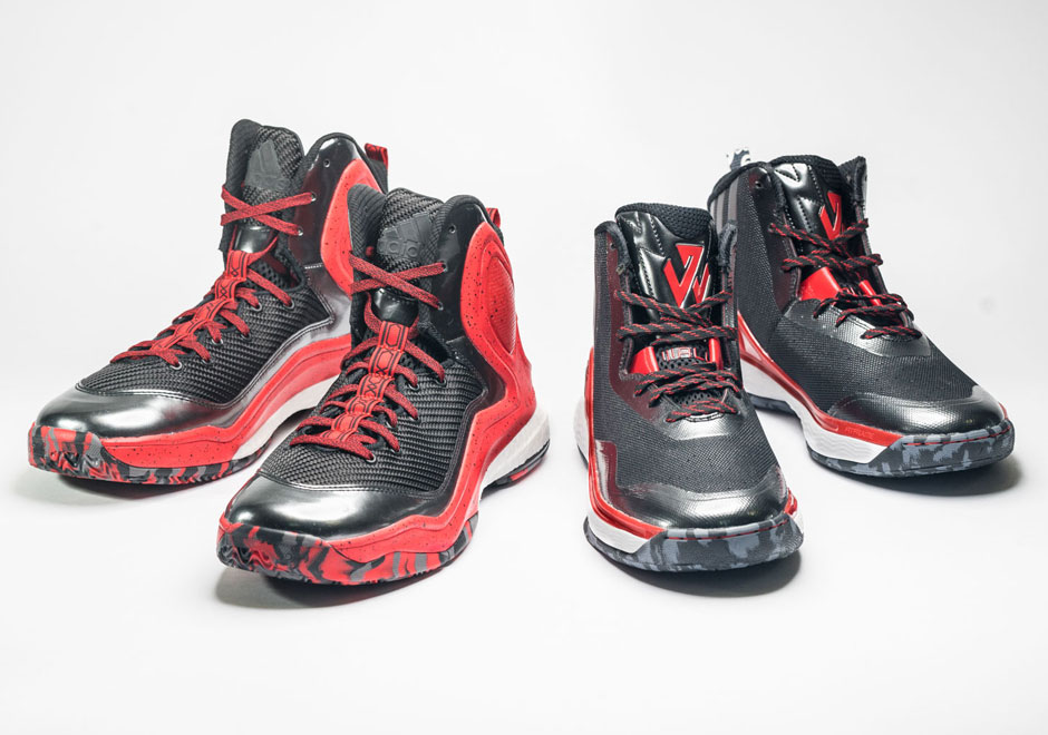 D Rose 5 Boost VS J Wall 1: le rouge et le noir
