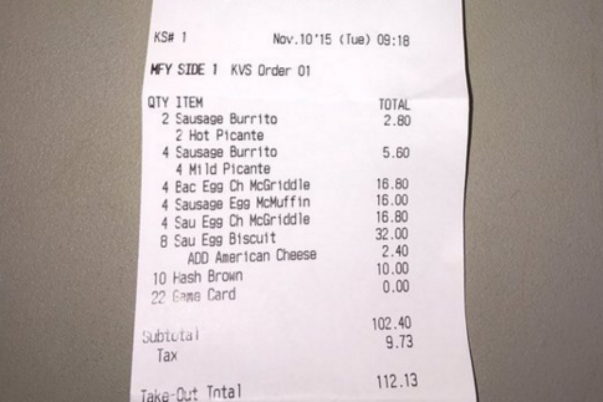 La facture salée de James Michael McAdoo au Mcdo