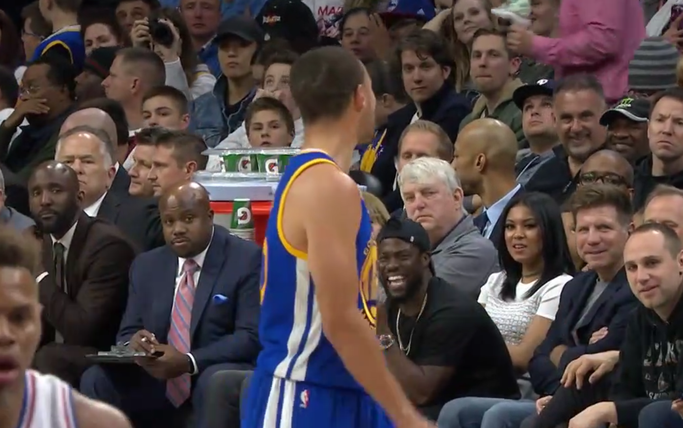 Stephen Curry et Kevin Hart se charrient en plein match