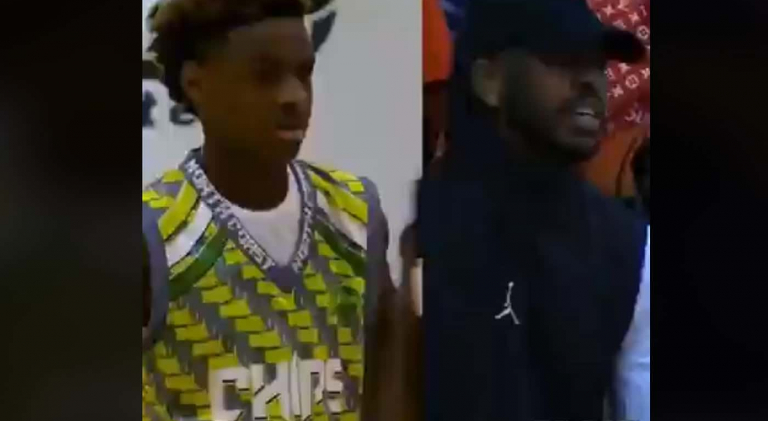 LeBron James Jr taffe dur devant Chris Paul