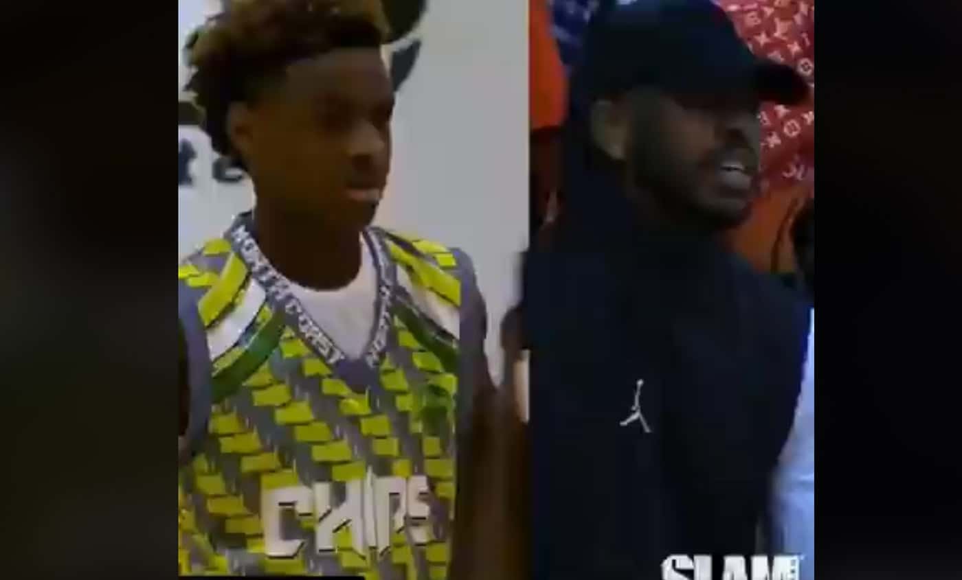 LeBron James Jr taffe dur devant Chris Paul