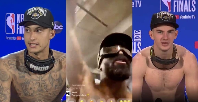 Célébration : JR Smith au sommet et déjà à poil, Kuzma et Caruso l’imitent