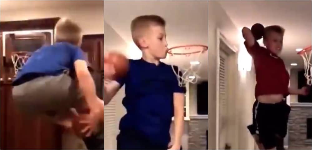 Ce gamin fait des trucs fous et est un dieu du dunk… sur mini-panier !