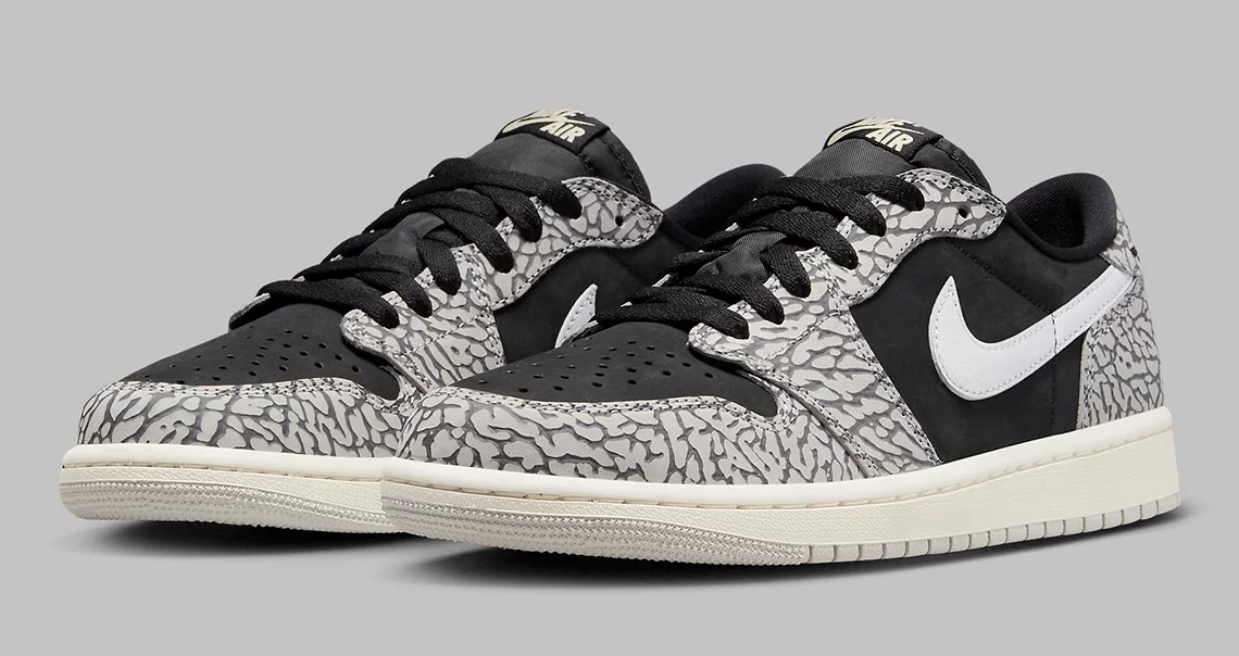 La Air Jordan 1 low aura droit à sa version Elephant Print